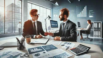 dall·e 2025-03-13 12.27.11 - immagine realistica e professionale rappresentativa del settore assicurativo 'risparmio e investimento'. mostra una scena in cui un consulente finanzi