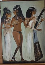 quadro-musiciste-egizie-stile-antico-egitto-olio-su-tela-dipinto-anni-60-arte-egiziana-decorativa