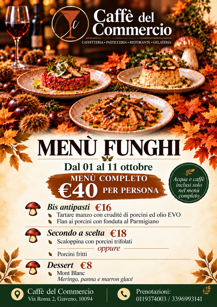 menù funghi 2026 menù funghi 2026