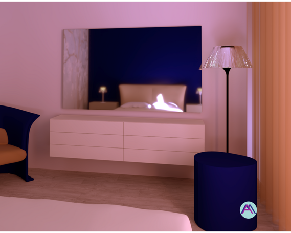 render letto specchio