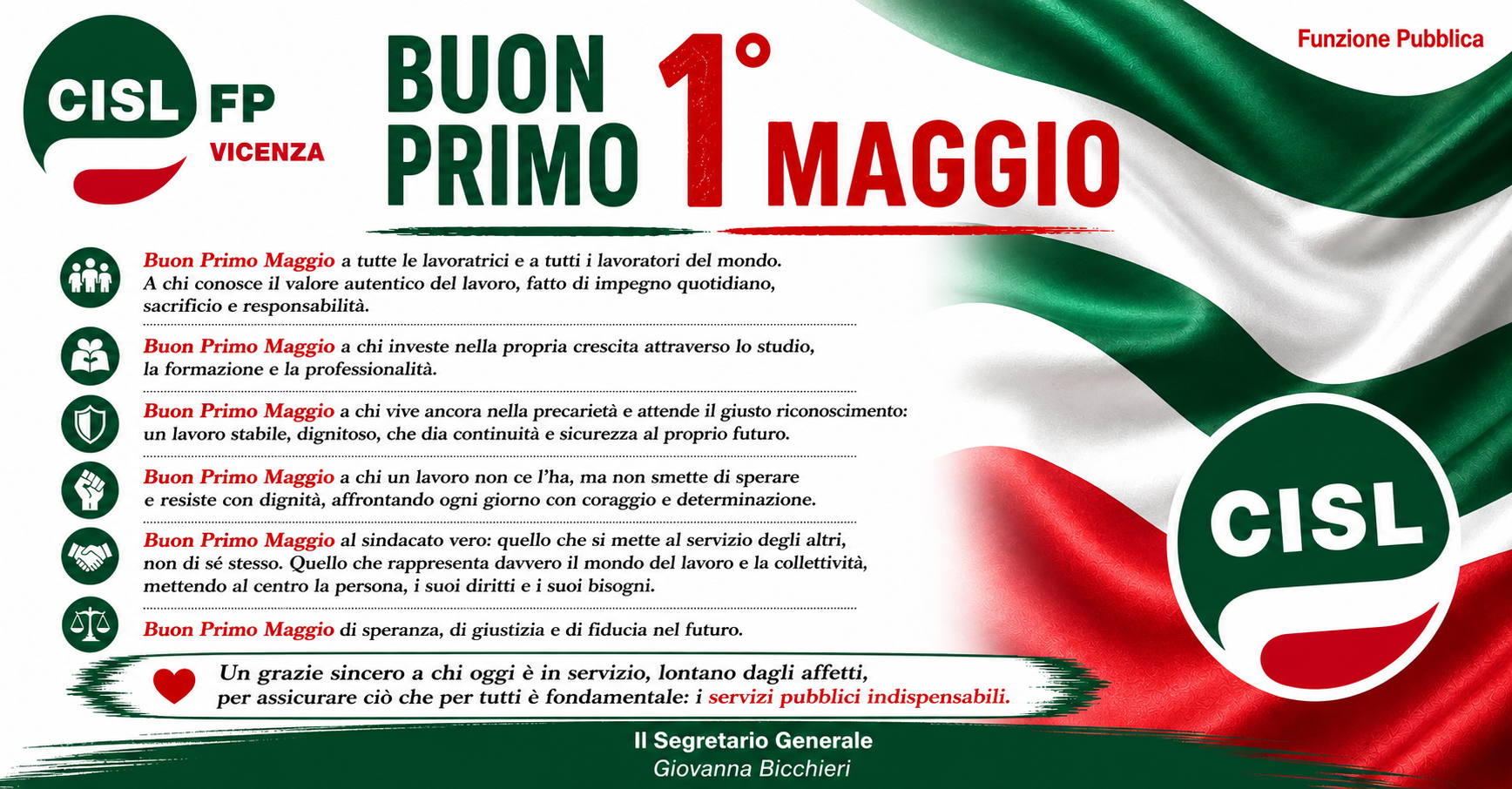 1&deg; Maggio 2026: il lavoro come fondamento di dignit&agrave; e futuro