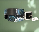 cintura-in-cuoio-nero-decorazioni-floreale-azzurra