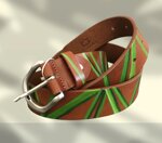 cintura-in-cuoio-marrone-decorazione-linee-verdi