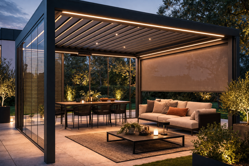 pergola con chiusure laterali
