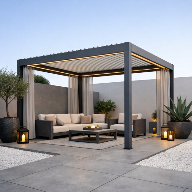 Pergola bioclimatica su terrazzo residenziale a Milano