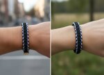 bracciale-paracord-550-artigianale-nero-panna-con-fibbia-gold
