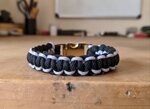 bracciale-paracord-550-artigianale-nero-panna-con-fibbia-gold