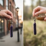 portachiavi-in-paracord-550-handmade-viola-nero-con-inserto-in-metallo