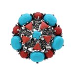 anello-etnico-thailandese-con-pietre-naturali-turchese-e-corallo-in-argento-925