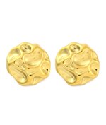 orecchini-bottone-tondi-piatti-in-acciaio-inox-martellato-oro-18k