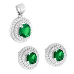 parure-set-orecchini-e-ciondolo-tondo-verde-smeraldo-contornato-da-due-giri-di-cubic-zirconia-bianchi-in-argento-925