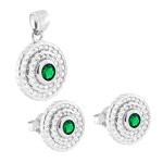 parure-set-orecchini-e-ciondolo-tondo-verde-smeraldo-contornato-da-cubic-zirconia-bianchi-in-argento-925-galvanica-rodio