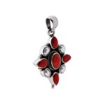 ciondolo-etnico-stella-polare-perle-e-pietre-corallo-in-argento-925