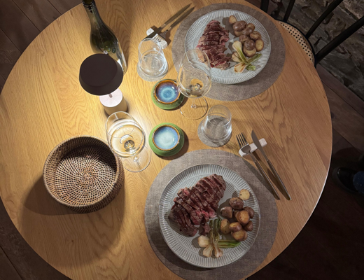 Tagliata di Chianina, patate novella, demi glace