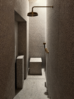 Progetto bagno in granito realizzato per architetto a Milano