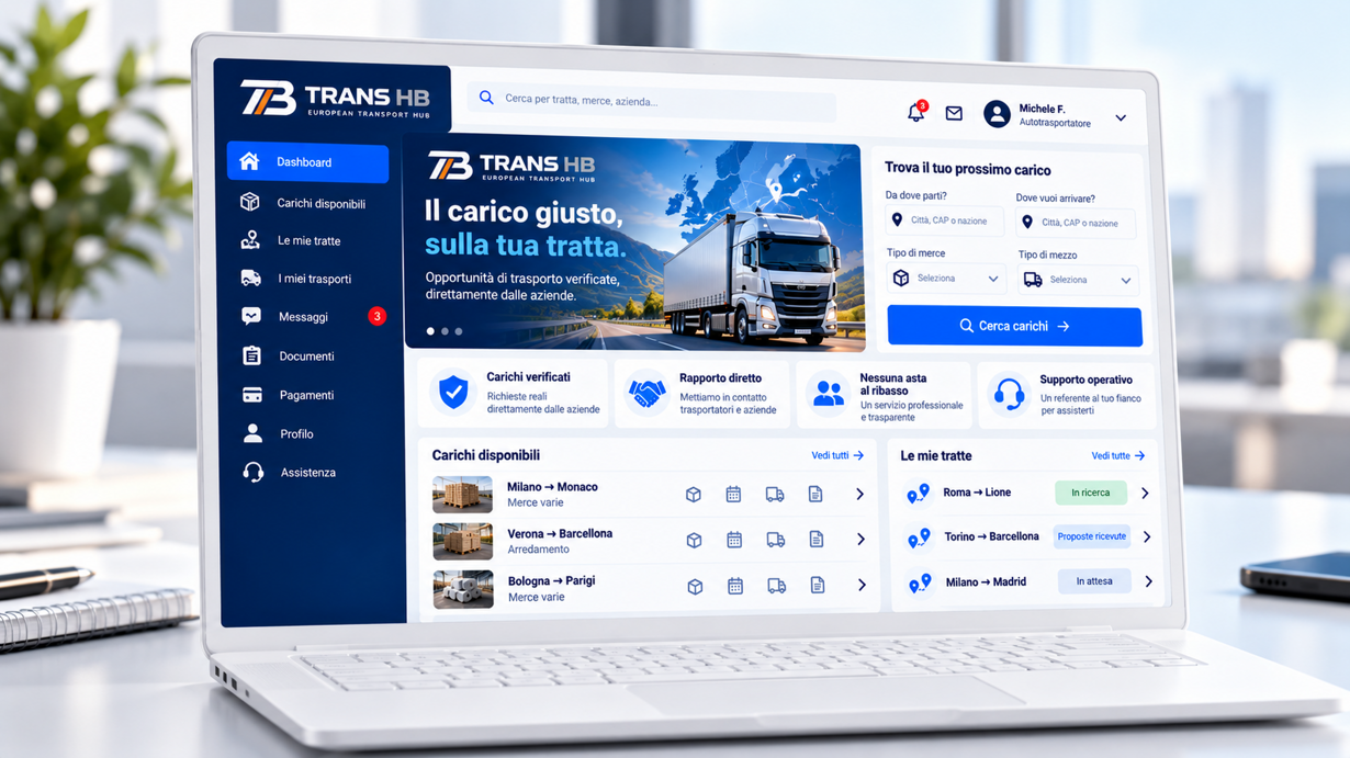 dashboard logistico su laptop moderno