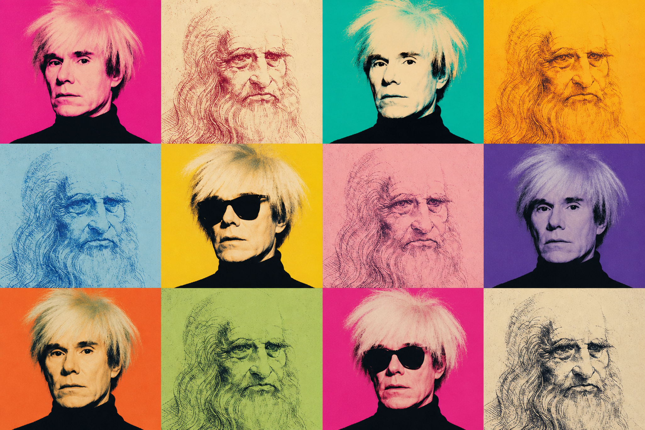 firefly_un collage di foto in stile andy warhol, con immagini di warhol e leonardo da vinci 873961-2