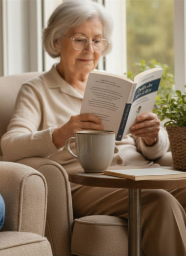 signora legge il libro