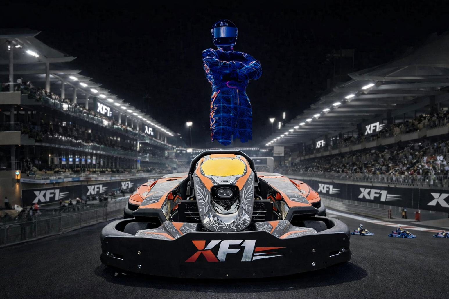 go-kart e ologramma futuristico go-kart e ologramma futuristico