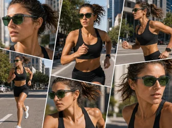 Occhiali sportivi per running su strada con lenti polarizzate, verdi e grigie - Feltrin Ottica Roma