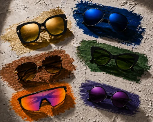 Hero Feltrin Ottica Roma dedicata alla guida alla scelta delle lenti, con esempi di lenti colorate per diversi usi