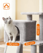 feandrea-tiragraffi-per-gatti-albero-per-gatti-grotta-per-gattini-micini-diversi-livelli-di-peluche-42-x-32-x-118-cm-graffitoio-3-bastoncini-pompom-rimovibili-grigio-chiaro-pct143w01