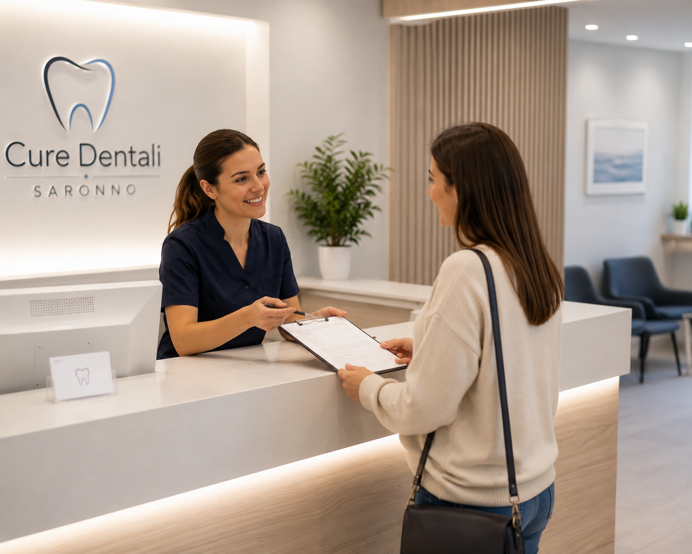 Organizzazione della prima visita in studio dentistico.