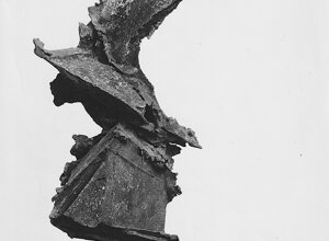 Quinto Ghermandi insieme alle sue sculture ritratto dal fotografo tedesco Erhard Wehrmann.