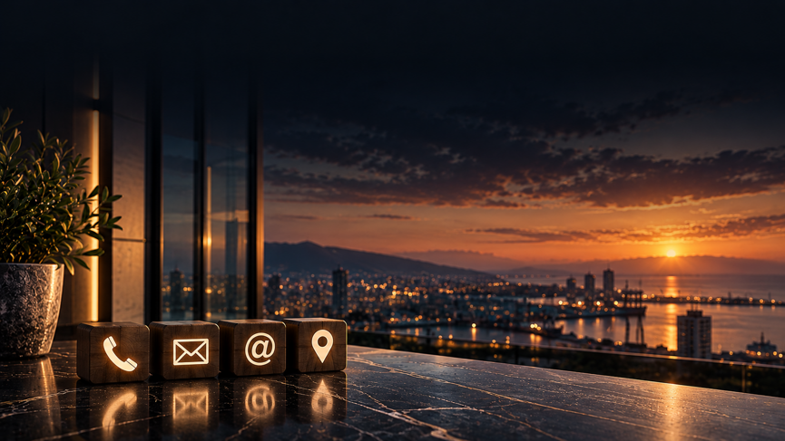 contacto al atardecer junto al puerto