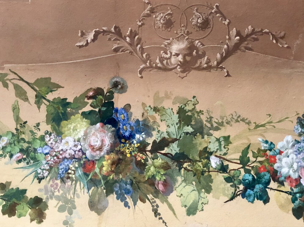Dettaglio di uno degli affreschi sala biliardo