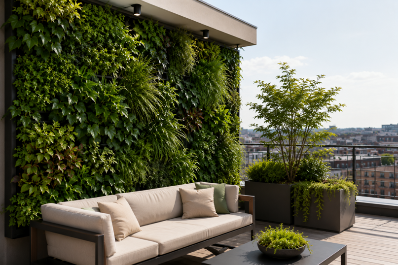Verde verticale e privacy vegetale su terrazzo