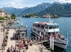 Ferry at Stresa harbour on Lake Maggiore