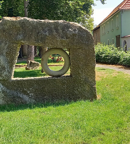 Stone sculpture by Emanuela Camacci In transito. Dettelbach, Germany Stone sculpture by Emanuela Camacci In transito. Dettelbach, Germany
