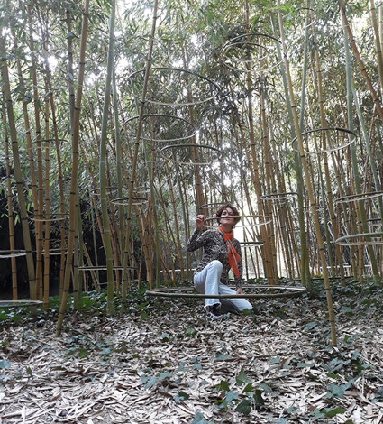 Installation in nature by Emanuela Camacci Suspended condition. Labirinto della Masone di Franco Maria Ricci. Fontanellato. Italy
