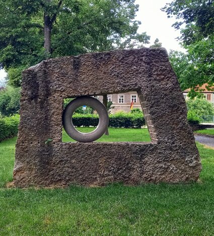 Stone sculpture by Emanuela Camacci In transito. Dettelbach, Germany Stone sculpture by Emanuela Camacci In transito. Dettelbach, Germany