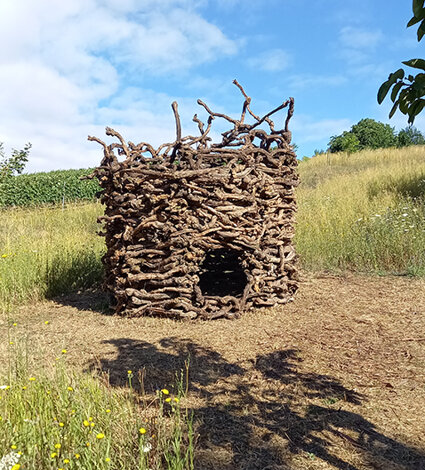 Installation in nature by Emanuela Camacci Opus vermicolatum. Dettelbach, Germany