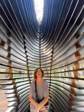 Emanuela Camacci inside the artwork Honeycomb in South korea