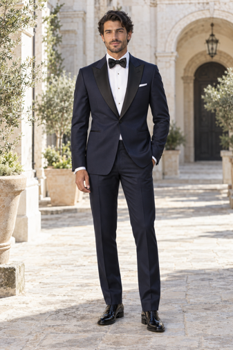 Smoking Bespoke blu notte da cerimonia
