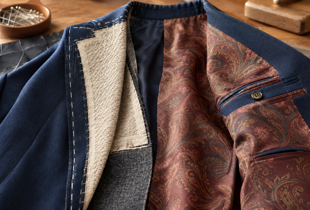 Dettaglio della fodera interna di una giacca Bespoke