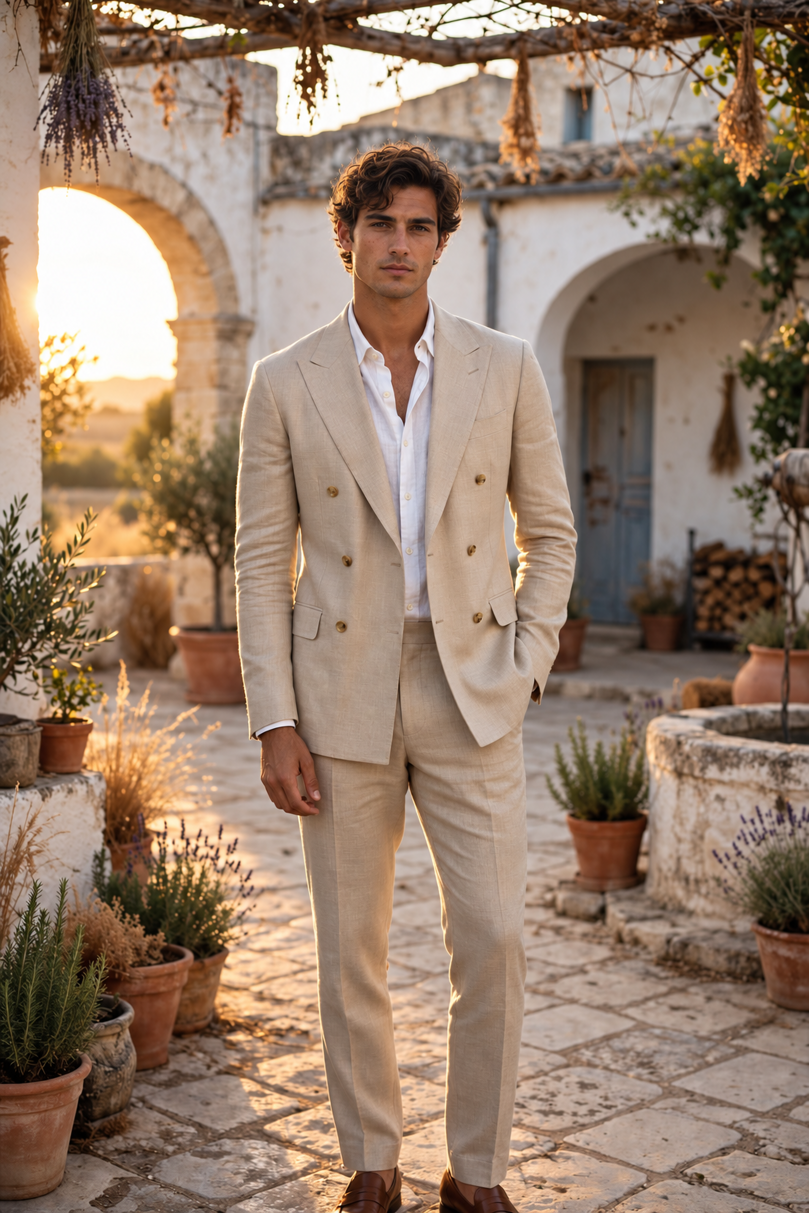 Abito Tailored beige chiaro uomo Vincenzo Caroli Abito Tailored beige chiaro uomo Vincenzo Caroli