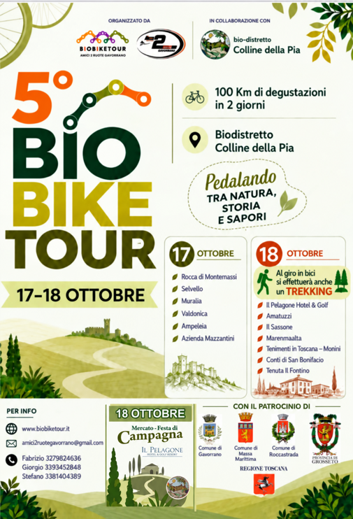 locandina bio bike tour nelle colline toscane