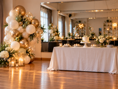 allestimento elegante per cerimonia in sala specchiata