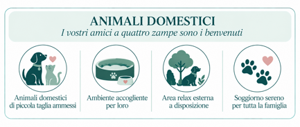 Il B&B La Magnolia a San Marco di Castellabate accoglie animali domestici di piccola taglia, previa comunicazione al momento della prenotazione.