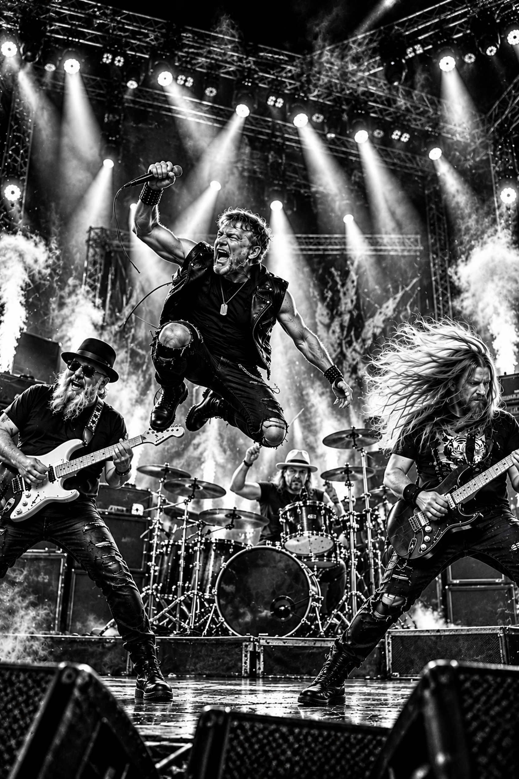 monochromatický metalový koncert v pohybu