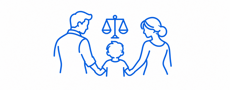 icona blu di tutela familiare e giustizia