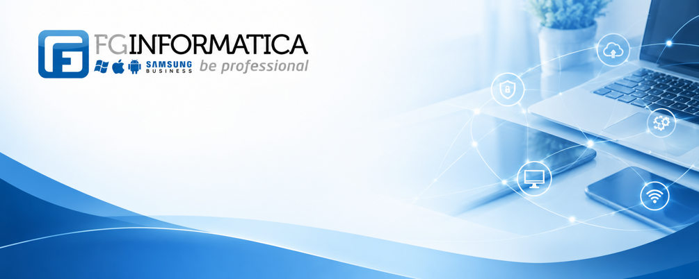 banner tecnologico aziendale blu e bianco