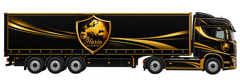camion semirimorchio haria nero e oro