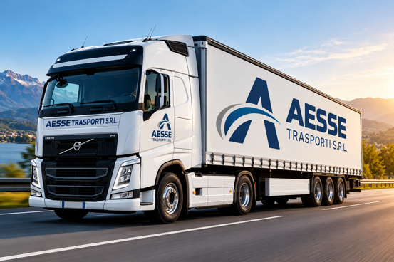 camion aesse tra montagne e lago