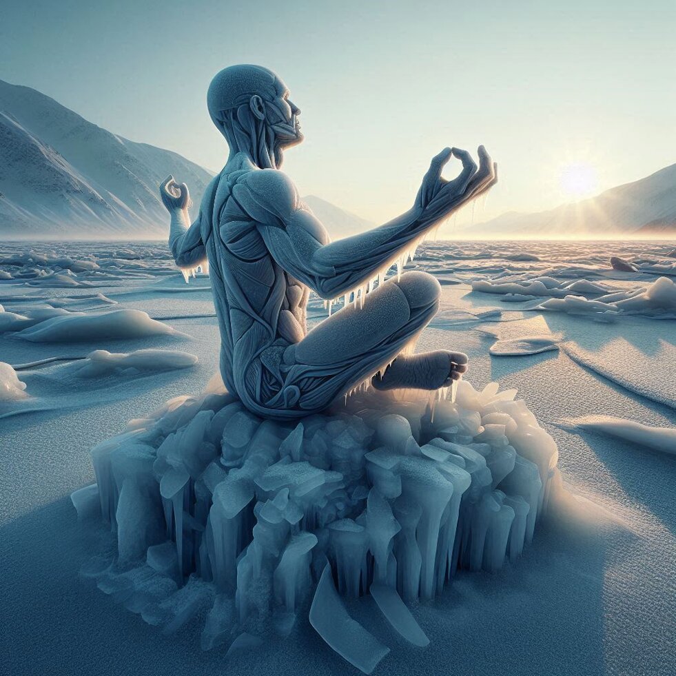 figura umana ghiacciata in alcuni punti, ambiente olistico e sereno.jpeg