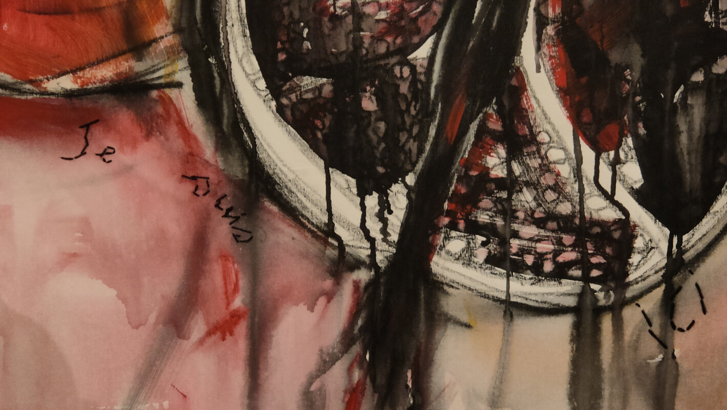 (part.), acrilico, matita e filo cucito su tela, cm 160x120.jpeg